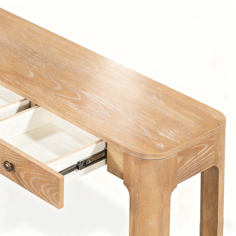Entryway Table With 3 Concealed Drawers, Natural