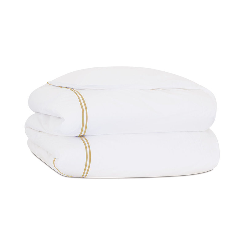Enzo Cotton Percale Duvet Cover, White/Antique, Full Duvet Cover