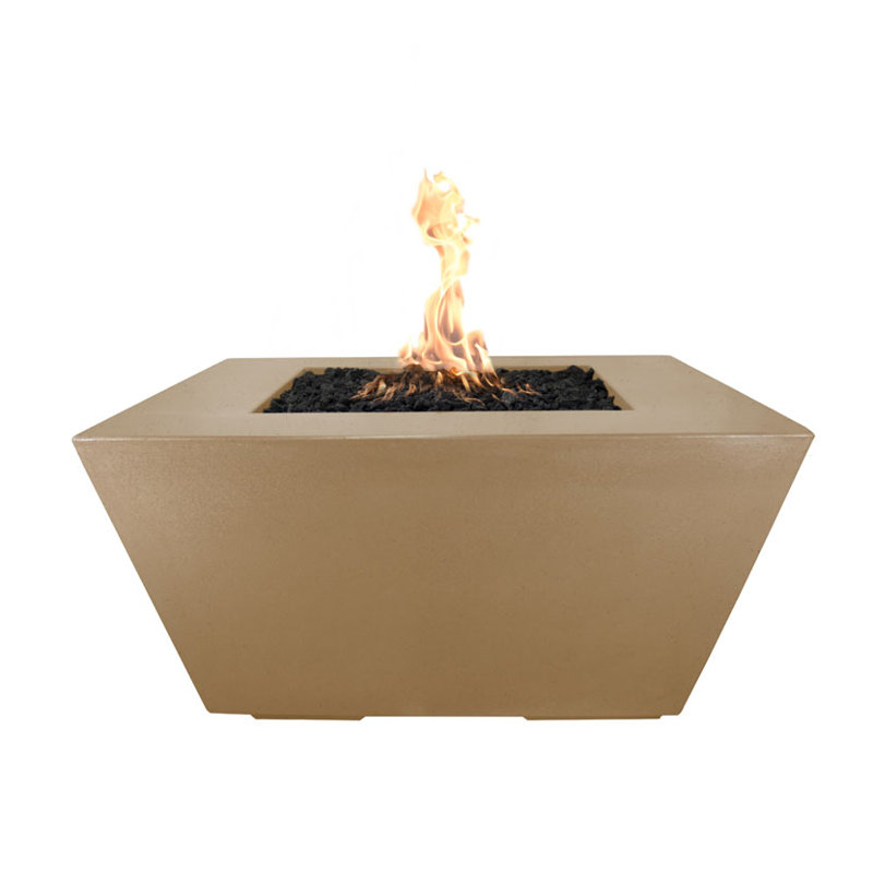 Redan Square Concrete Smokeless Fire Pit Table, Brown, Natural Gas