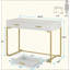 Bureau d'ordinateur avec 2 tiroirs, bureau de bureau moderne, table d'écriture compacte, bureau de coiffeuse pour chambre à coucher, bureau ou petits espaces, structure en métal, style minimaliste