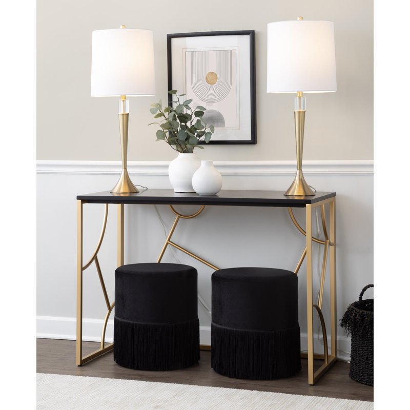 Kinza Metal Base Writing Desk, Black