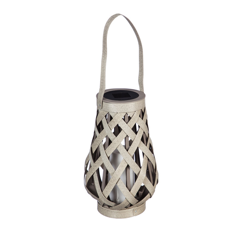10.5'' Solar Powered Cylinder Lantern, Gray
