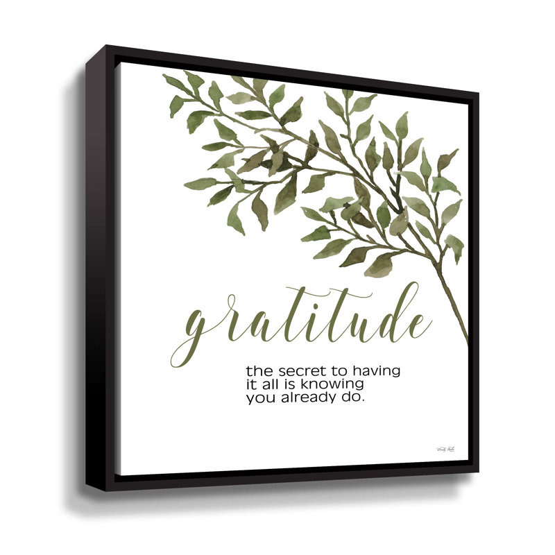 Gratitude - art textuel sur toile, Toile à cadre flottant noir, H 10 po x l 10 po