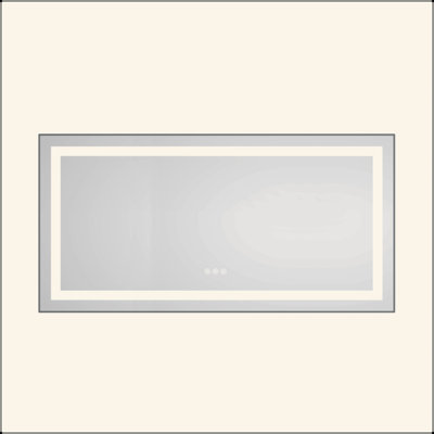 Miroir de salle de bain à DEL avec façade et rétroéclairage, miroir de meuble-lavabo mural avec cadre en aluminium, antibuée, mémoire, 3 couleurs, gradation continue