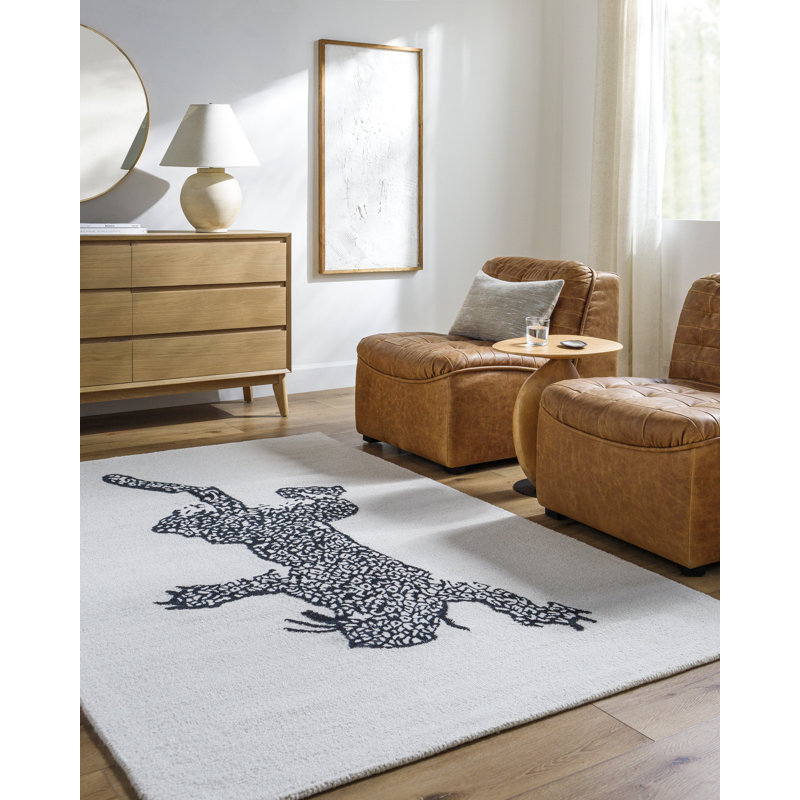 Bhumi Hand Tufted Wool Area Rug in Black/Brown, Rectangle 2' x 3'