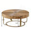 Table basse ronde moderne en bois sculpté avec pieds en métal pour le salon, le bureau et la réception-100683687