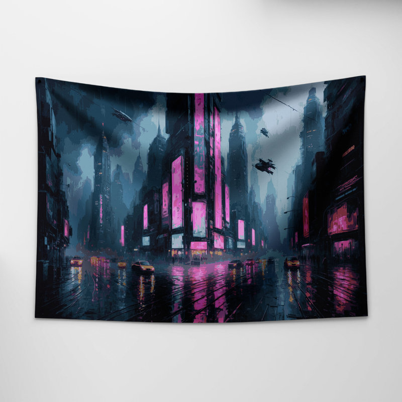 Tapisserie murale Sci Fi Cyberpunk, 68 po x 80 po