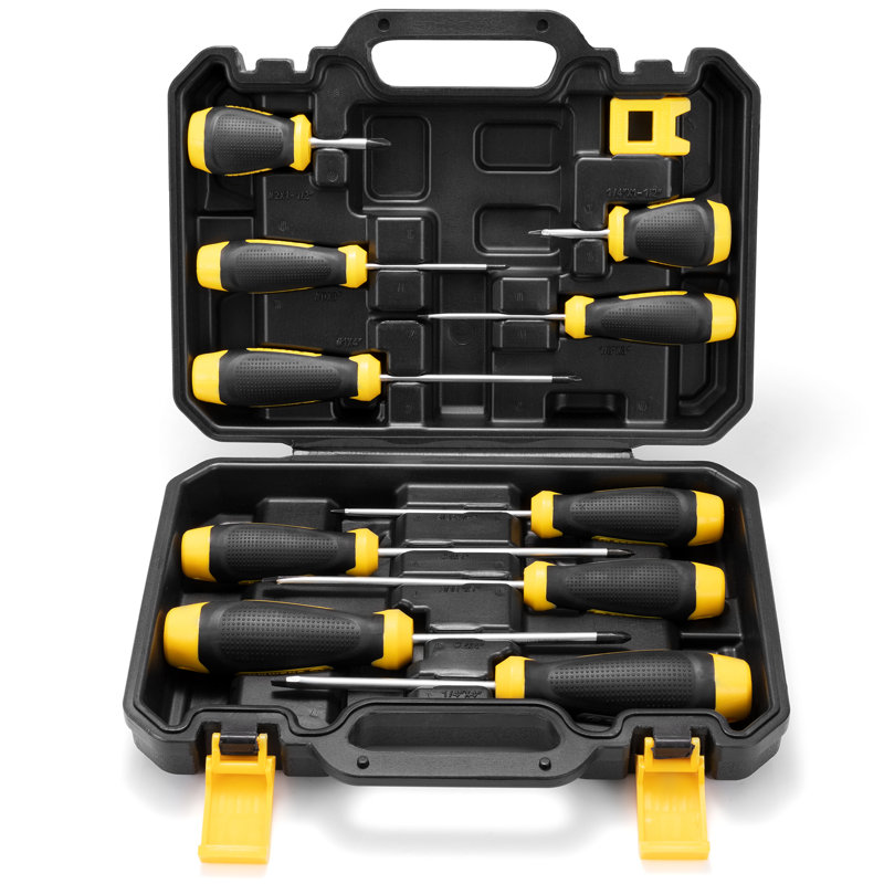 Ensemble de tournevis magnétique 10 pièces, avec boîte à outils robuste