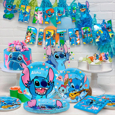 Ensemble de décorations de fête d'anniversaire pour enfants Stitch, 114 pièces
