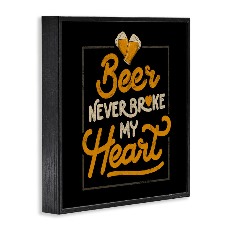 «Beer Never Broke My Heart», dessin par EduEly Designs, H 24 po x l 24 po, Giclée noire de minuit encadrée