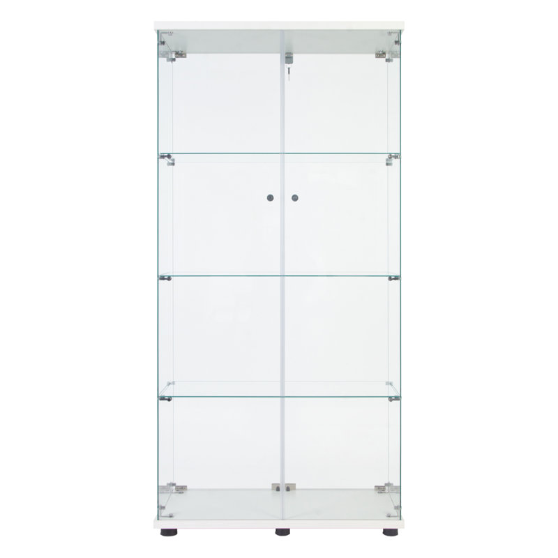 Armoire vitrée à 2 portes avec 4 lumières DEL, Blanc