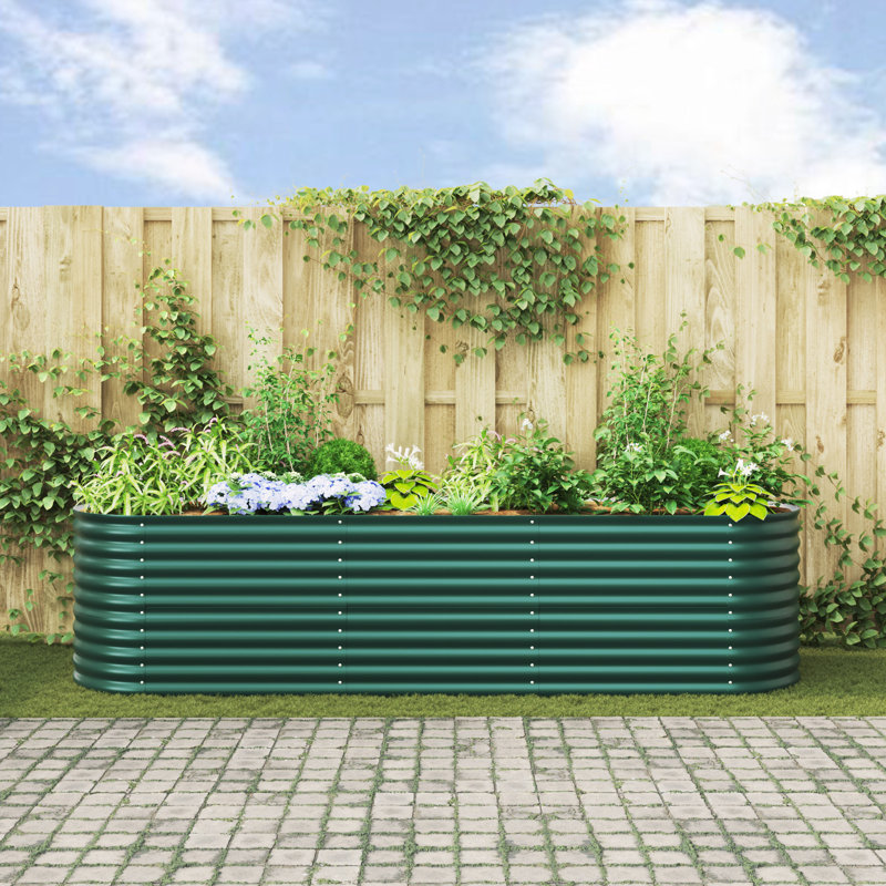 Metal Raised Garden Bed, 81cm H x 320cm W x 80cm D, Green