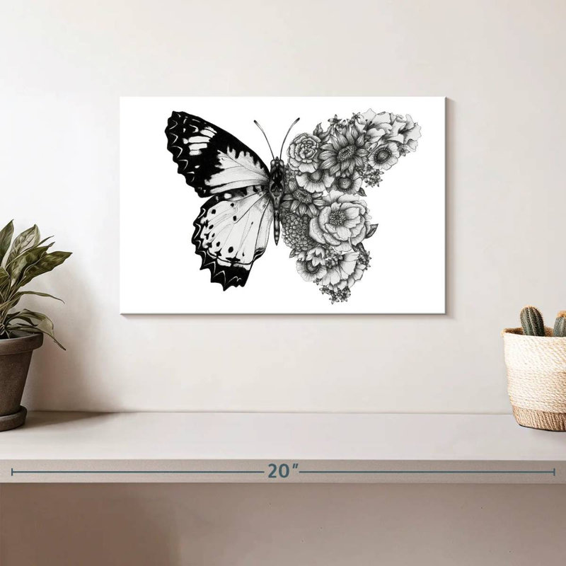 Brampt papillon en fleurs I, H 8 po x l 12 po