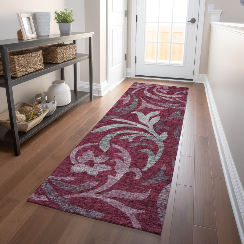 Premium Machine Washable Prisco Garnet Rug, Runner 2'3" x 7'6"