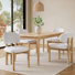 Chaises de salle à manger rembourrées de style Mid-Century avec structure en bois d'hévéa