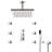 BathSelect Perugia 16-Inch Ceiling Mount LED Rainfall Shower System with Body Jets, Handheld Shower & Thermostatic Valve – Chrome Finish