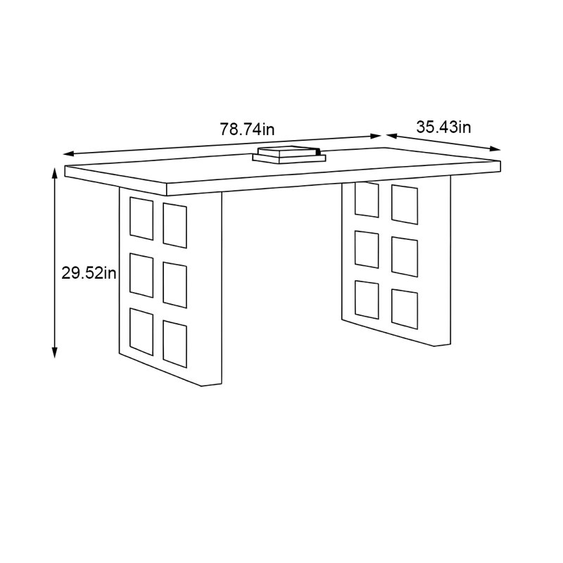 Table de salle à manger simple en bois massif de style français, H 29,52 po x L 78,74 po x l 35,43 po
