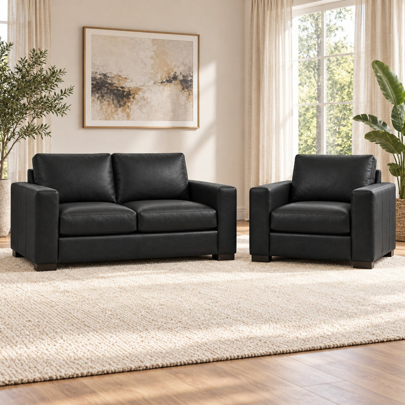 Novella Stately 100% Top Grain Leather Loveseat, Made to Order, Napa Ranch