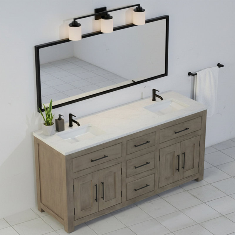 Ensemble de meuble-lavabo double 72 po avec deux portes 72 po Deluxe, Blanc pigmenté