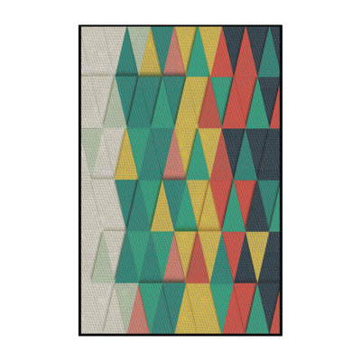 Tapis vert/jaune/crème à motifs