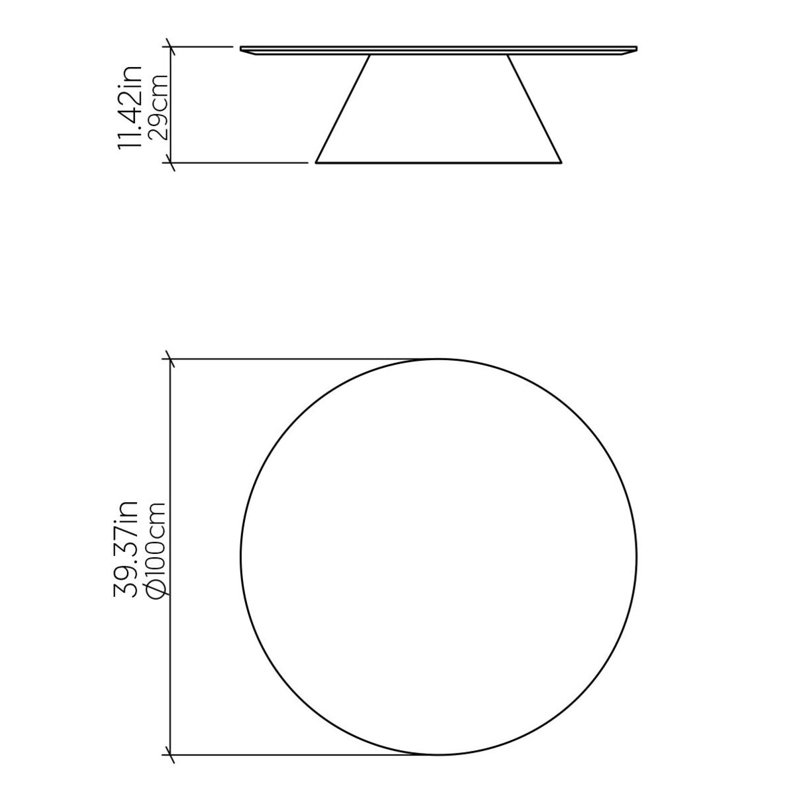 Cônica Round Coffee Table, 11.42" H x 39.37" L x 39.37" W, Imbuia