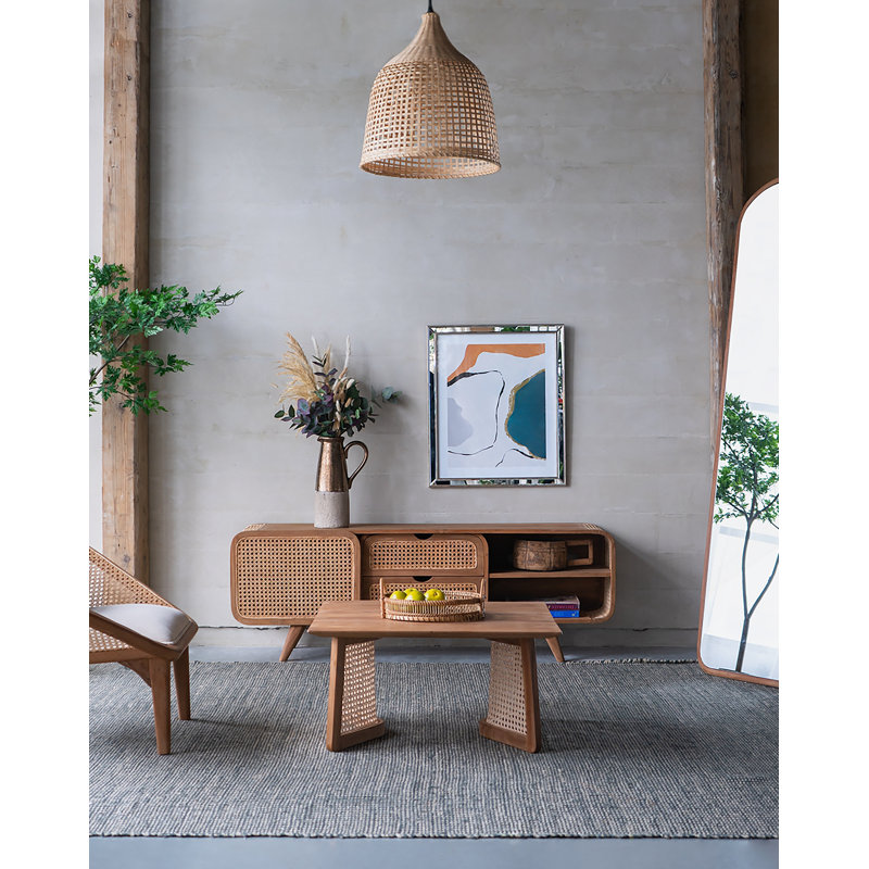 Table basse rectangulaire avec plateau en bois massif