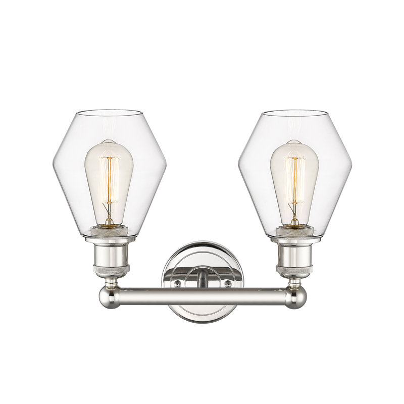 Éclairage pour salle de bain 2 lumières en acier et verre Gabbie, Transparent, Nickel poli