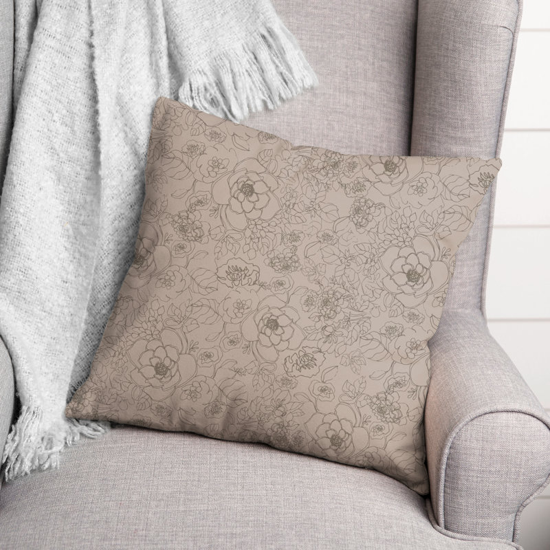 Coussin décoratif en polyester / mélange de polyester, Gris clair / Brun