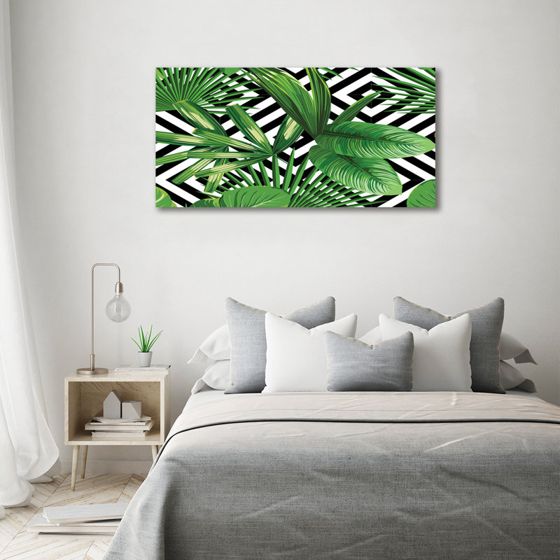 Tropical Leaves - No Frame Print on Glass, Canvas, 70cm H x 140cm W x 2cm D