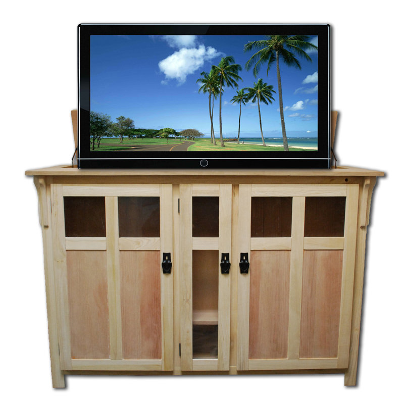 The Bungalow Motorized Smart TV Lift Cabinet for 60 Inch Flat Screen TVs, Unfinished