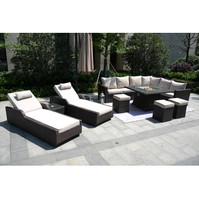 11 - Person Patio Conversation Set with Cushions