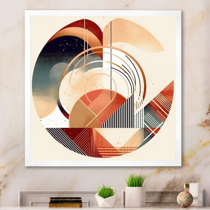 Minimal Boho Landscape in Retro Earth Tones - Print, 36" H x 36" W x 1.5" D, White Picture Framed