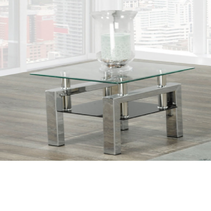 Table de bout en verre Rillie, Transparent, Chrome