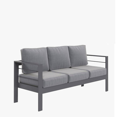 73" All-Weather Aluminum Patio Sofa, 3 Seat Outdoor Couch With Thick Cushions & Frame