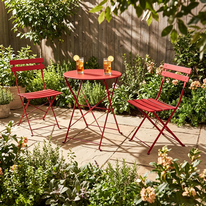 Ensemble de mobilier d'extérieur pliable 3 pièces Olilawn Halloween, Rouge