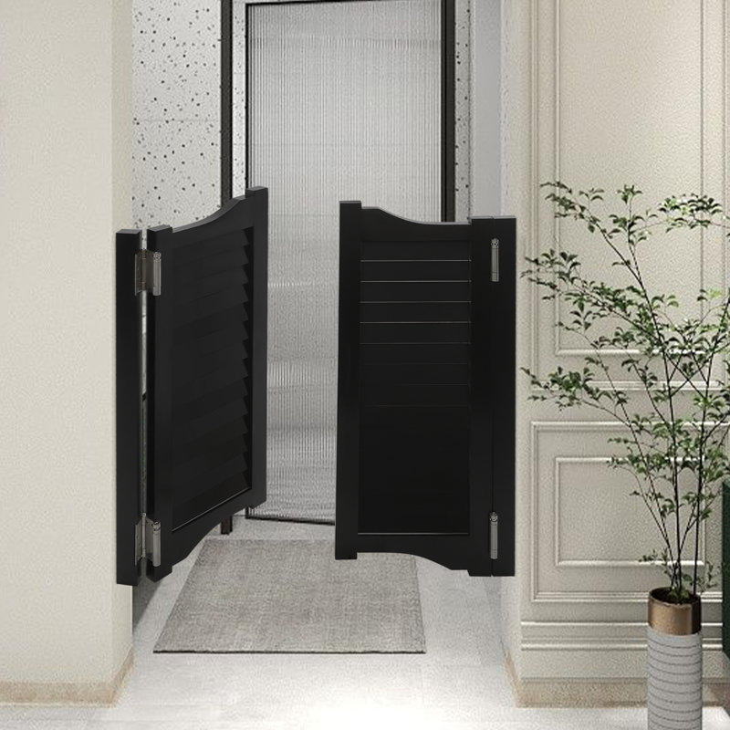 Solid Wood Paneled Café / Saloon Door, 42.12" H x 35.82" W, Black