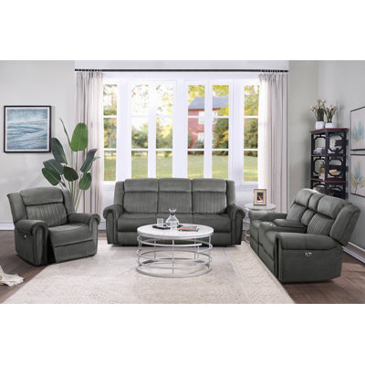 Cappella 3-Piece Microfiber Manual Reclining Living Room Set by Lark Manor