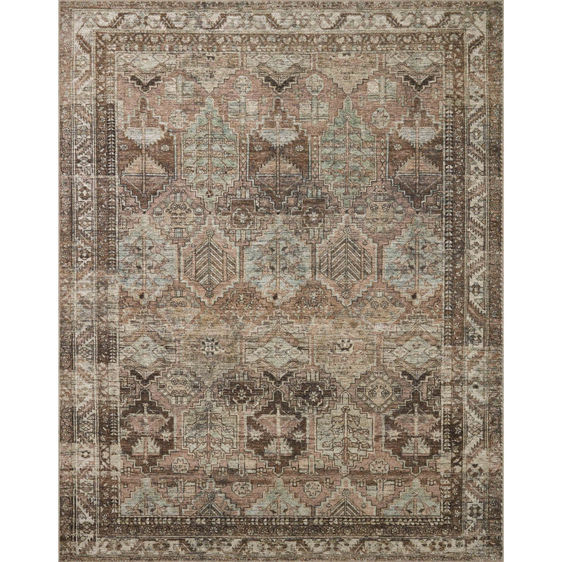Billie Clay and Sage Distressed Synthetic Area Rug 2'3" x 3'9"