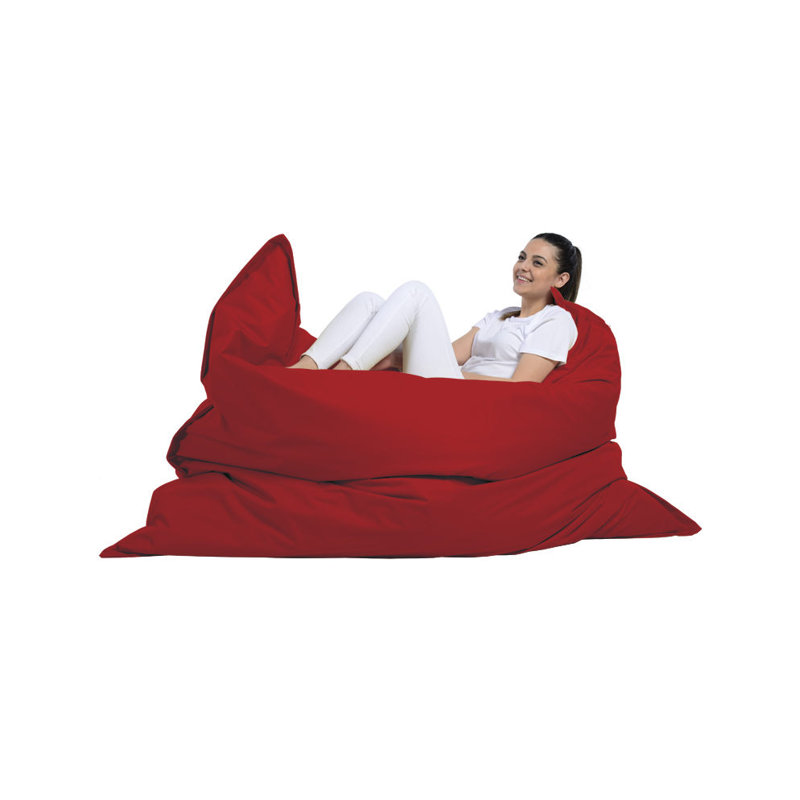 Fauteuil à billes de qualité supérieure rouge, 5,9 pi x l 4,6 pi x P 1,0 po | Rembourrage 100% polyester imperméable, bourre de styromousse 100% originale | Système de fermeture à glissière cachée et double | Parfait pour le divertissement extérieur et la décoration moderne