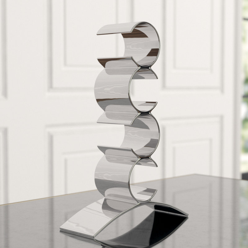 Munich 4 Bottle Tabletop Wine Bottle Rack, Silver