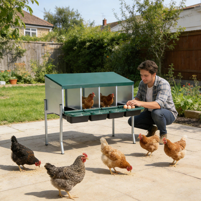 Nesting Boxes for Chickens, 4 Compartments Chicken Nesting Box with Legs, Chicken Laying Boxes with Lid Cover
