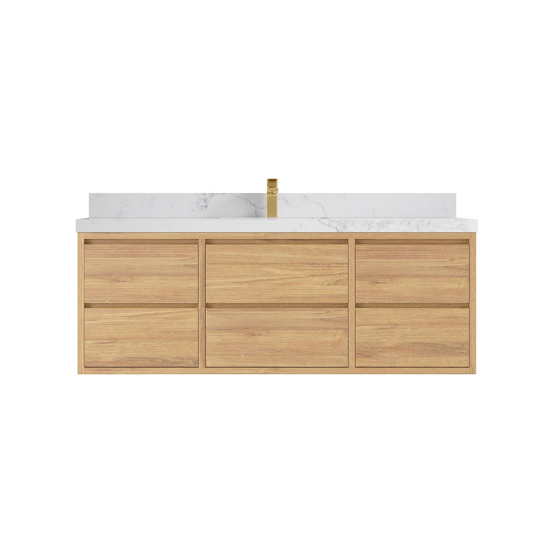 Meuble-lavabo simple 60 po avec comptoir en quartz Cadge