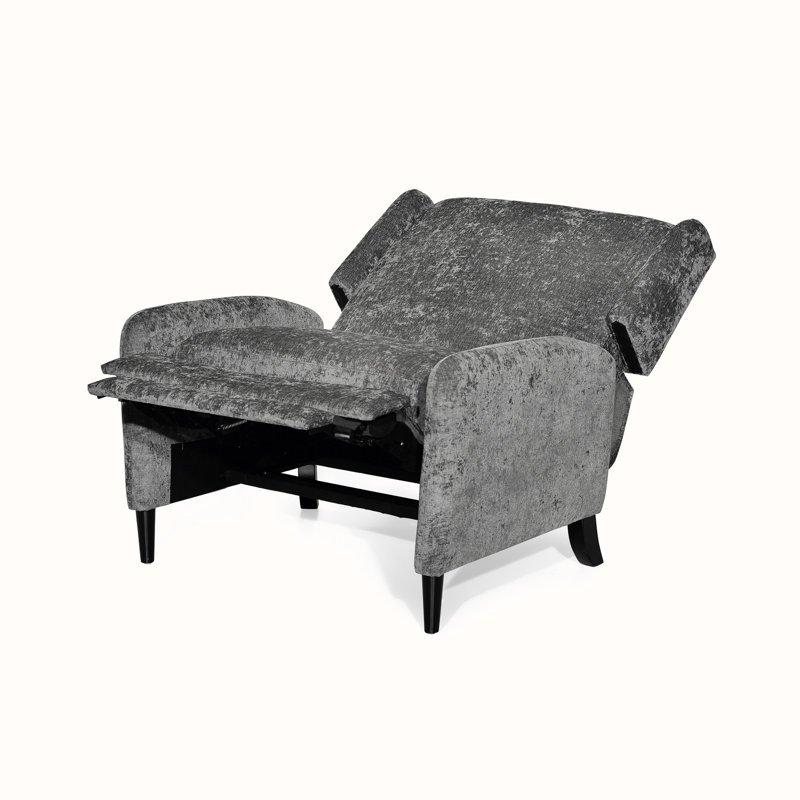 Upholstered Pushback Recliner, Gray Fabric