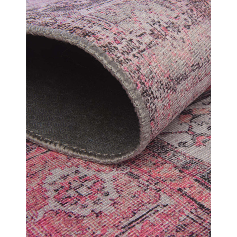 Tapis transitionnel de couleur rose-noir, Rectangle 8 pi 4 po x 12 pi