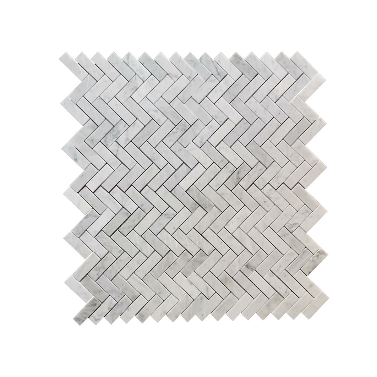 Porpora 12” x 12” Carrara White Herringbone Mosaic Marble Tile Sheets ...