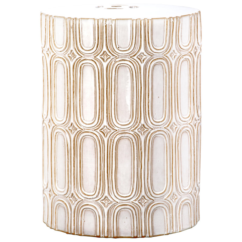 Tabouret de jardin en céramique Morgane, Crème