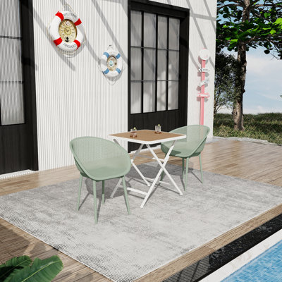 Ensemble de 2 chaises longues modernes vert pâle - Plastique PP toutes saisons pour l'intérieur et l'extérieur