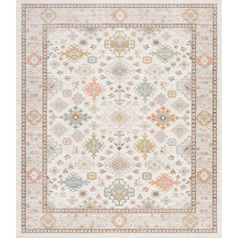 Gurpaige Traditional Oriental Brown Polyester Area Rug, Rectangle 8' x 10'