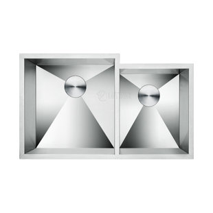 Zeromano 33'' L Undermount Double Bowl Stainless Steel Kitchen Sink