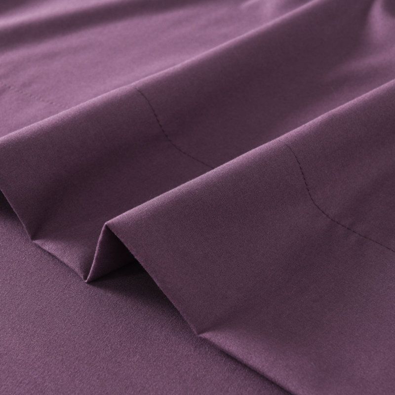 4/6 Pcs Soft Solid & Embroidery Bed Sheets Set, King, Purple